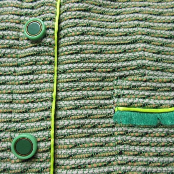 NWT J.Crew Cropped Lady Jacket in Seaweed Tweed Neon Piping 12 - Picture 6 of 7